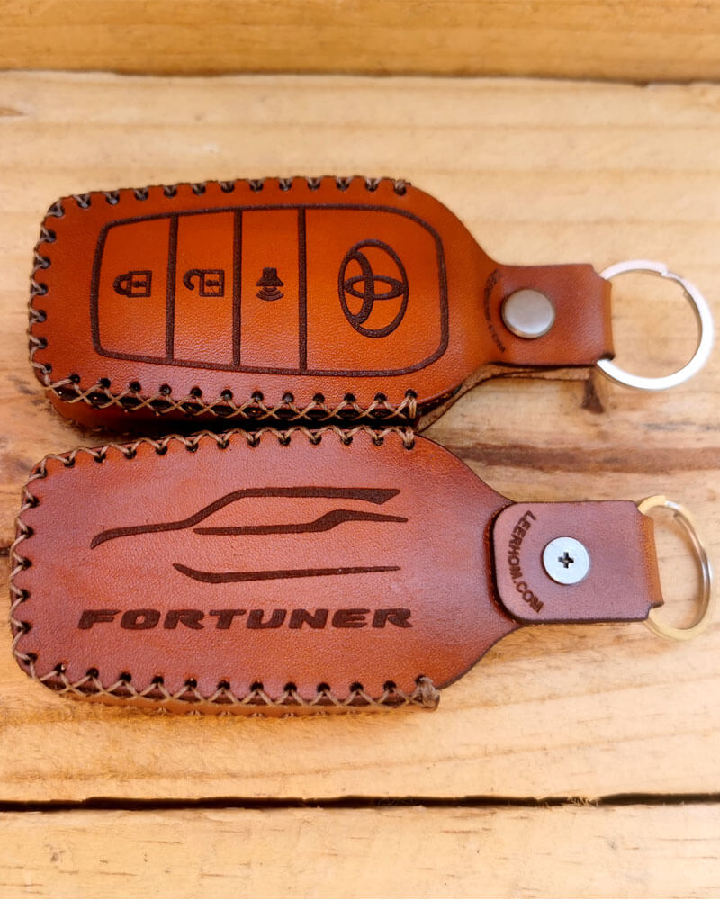 Personalized Genuine Veg-Tanned Leather Key Cover for Toyota